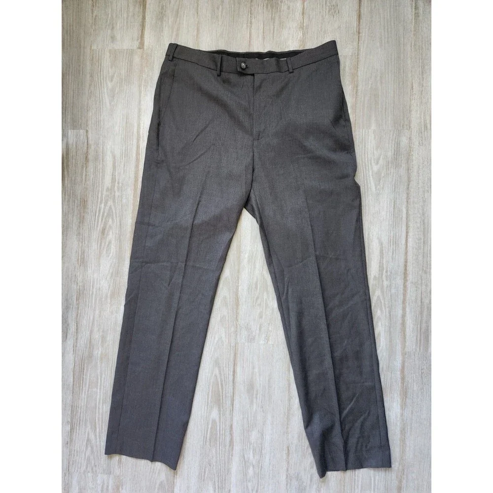 NWT Perry Ellis Portfolio Travel Luxe Dress Pants Charcoal No Iron 38x34 Mens